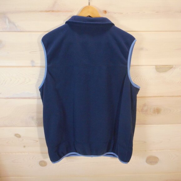 LL Bean Men’s Large Polartec Fleece Vest Full Zip Pockets Navy Blue - Picture 3 of 14